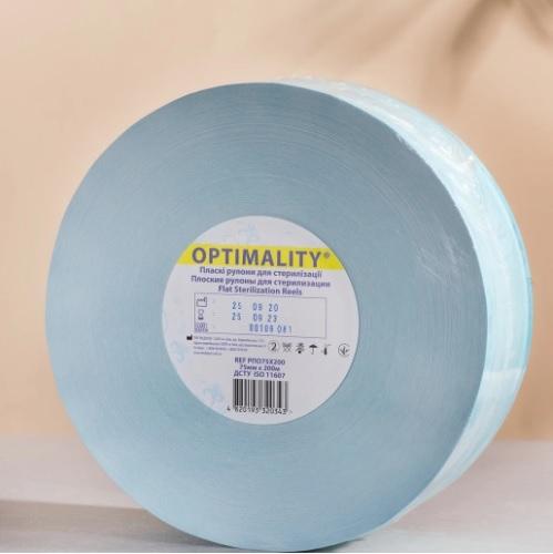 Рулон для стерилізації плаский 75 мм × 200 м., ТМ "OPTIMALITY"